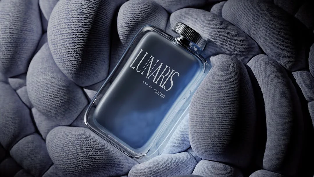 Render 3D del perfume Lunaris